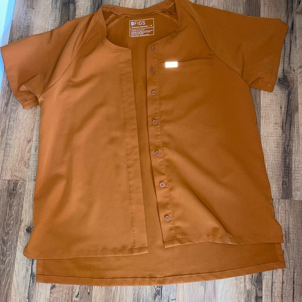 Auburn Orange Figs button up Scrub Tops
